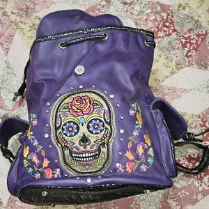Sugar skull backpack purse